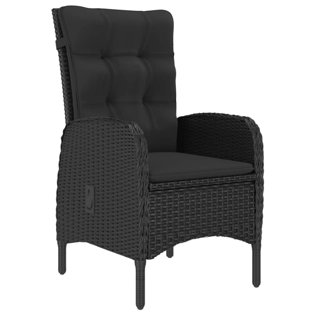 5 Piece Outdoor Dining Set Poly Rattan and Acacia Wood Black