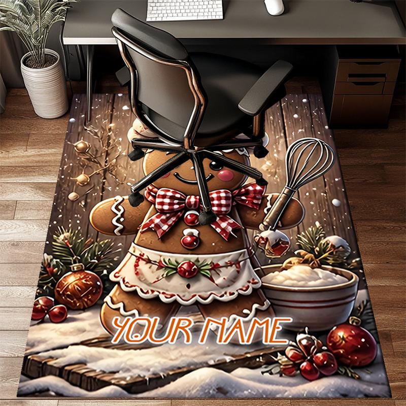 1PC Custom Name Gingerbread Chef's Winter Delight Theme Floor Mat Ideal for Living Room, Game Rooms, Office, Bedroom,Floor Mat Playful Design91