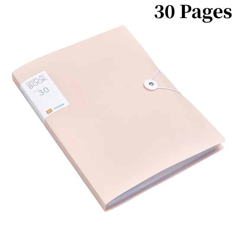 30Pages File Bag A4 Transparent Binder File Folder Storage Student Test Paper Classification Organization Office Supplies