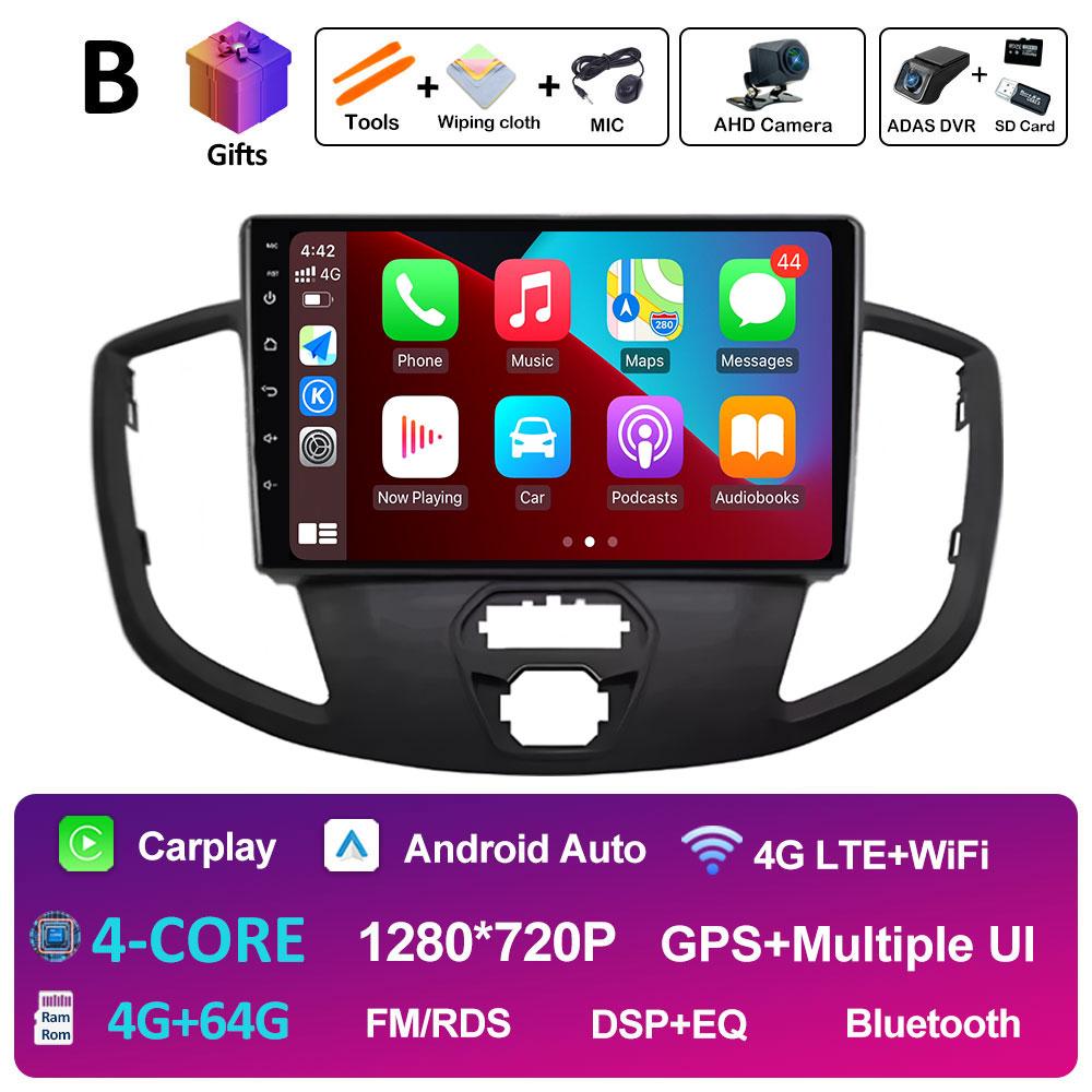 Android 14 Wireless Carplay For Ford Transit 2015 2016 2017 2018 Navigation GPS Cooling Fan Autoradio Car Multimedia Player WIFI