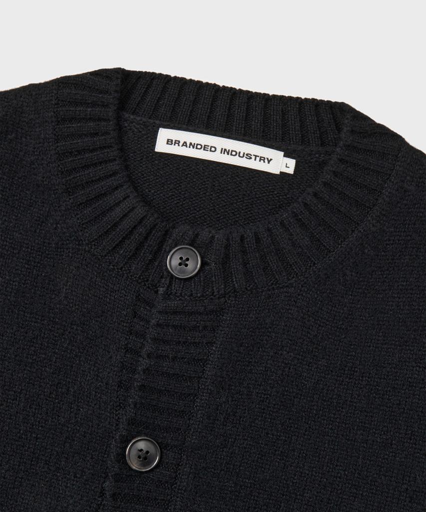 Branded Brushed Alpaca Cardigan [Black]