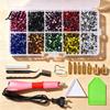 Kit Aplicador Profissional de Strass Hotfix com 7 Pontas Ferramenta Bastão Hot Fix Setter Base Plana para Projetos de Artesanato Tecido Roupas DIY Sapatos Bolsas Fácil