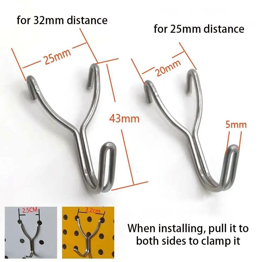 10 Pcs Display Stainless Steel Pegs Wall Mesh Hanging Boards Hole Hooks Peg Board Hook  Supermarket