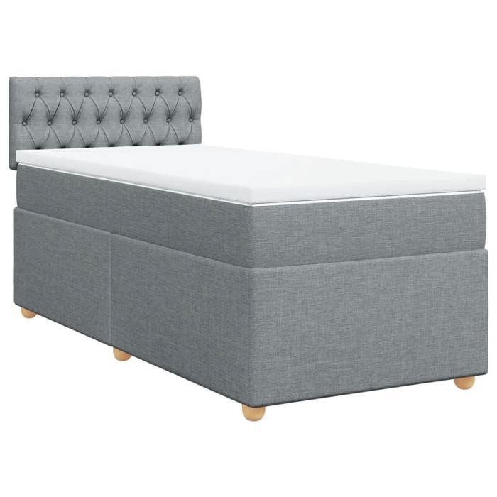 Exclusive House - Slatted Bed Base with Light Grey Mattress 80x200 Cm Fabric