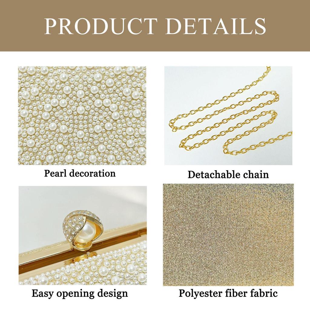 Elegant Pearl Evening Clutch Women's Luxury Chain Crossbody Handbag