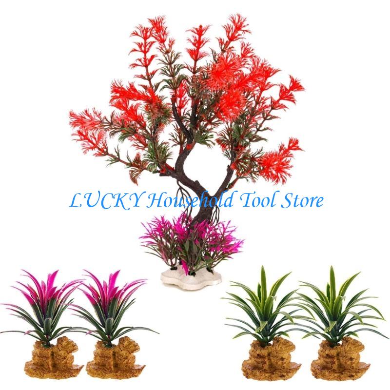 J0MC Natural Lookings Water Plant Fishtanks Ornament Home Office Aquariums Decoration
