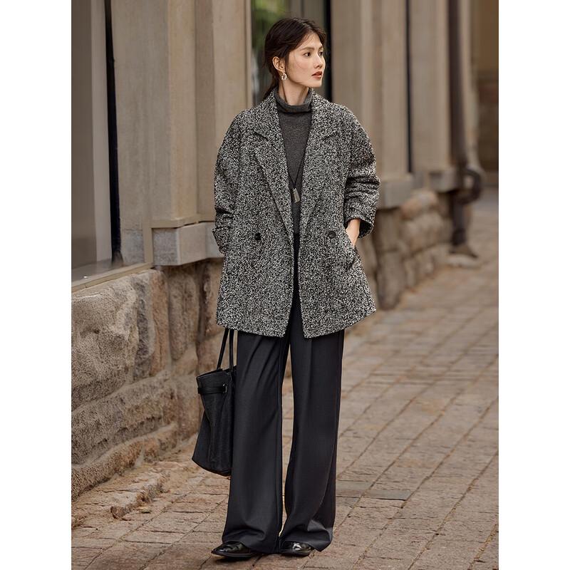 XWI Women's Loose Fit Double-Sided Wool Blend Coat