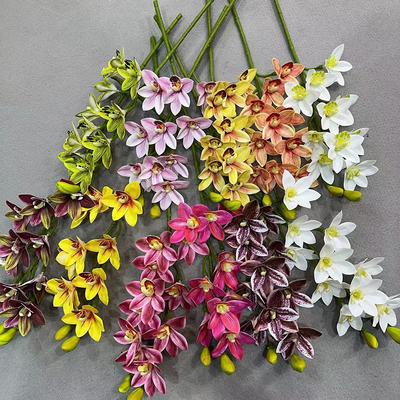 1 Stück künstliche Vanda Cymbidium (Tropische Phalaenopsis Tigerorchidee) mit 10 Köpfen, künstliche Cymbidium hookerianum