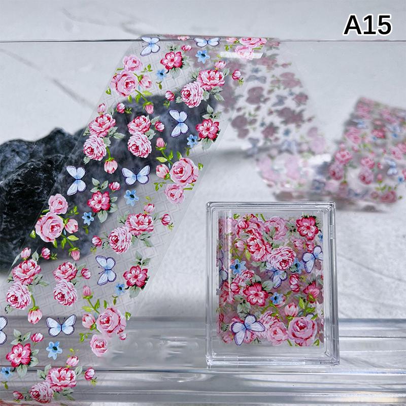 1Pcs 100cm Flower Rose Nail Transfer Foils Sticker Paper Floral Stickers Nails Wraps Tulip Nail Art Stickers Decal Nail Art