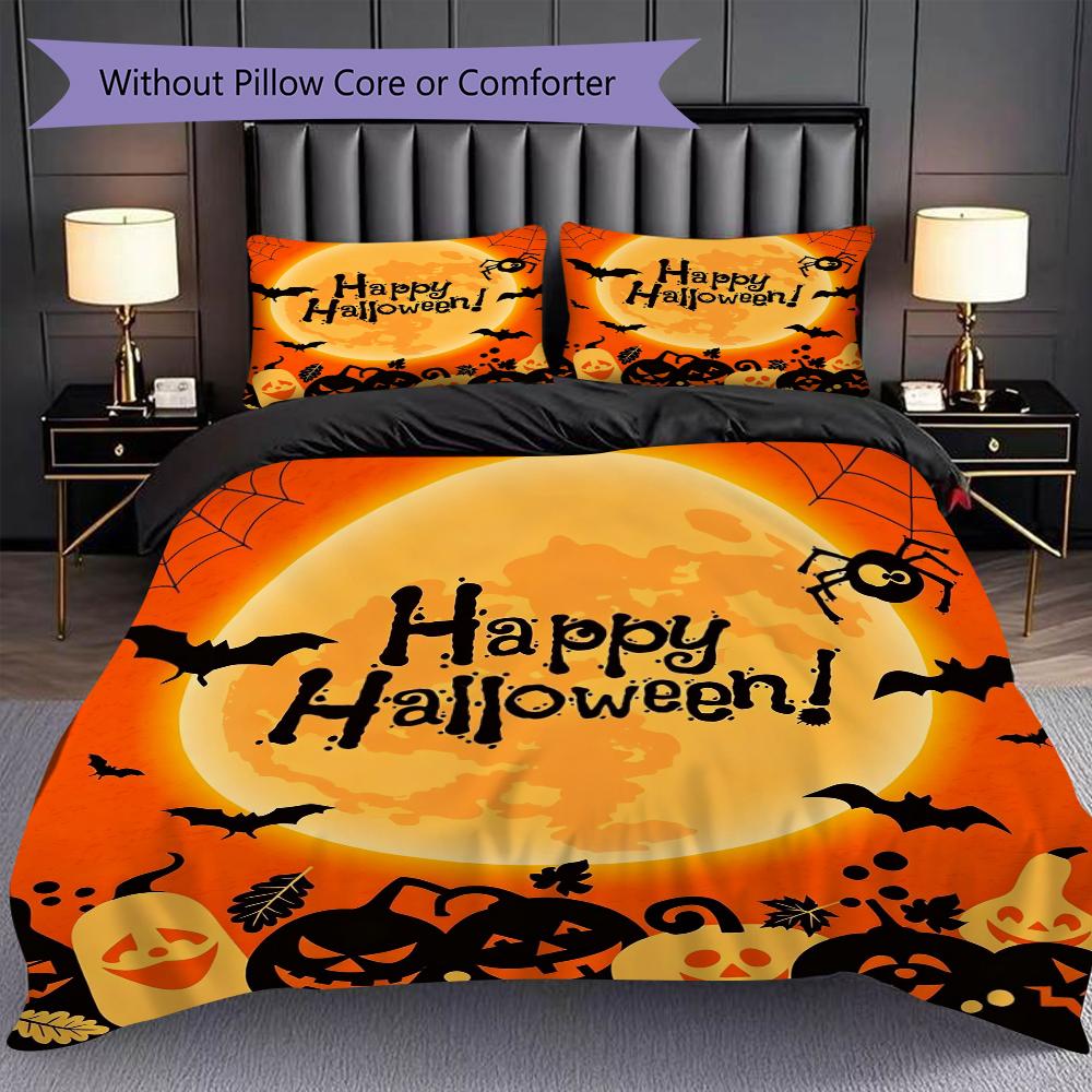 1PC Halloween theme pattern Bedding Quilt Set Quilt Cover Pillowcase Home Decoration Birthday Gift (1 * duvet cover + 2 * pillowcase, without core)