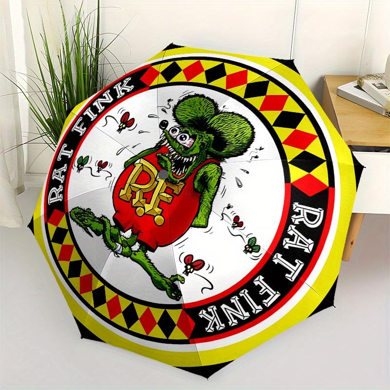 Rat Fink Classic Pin - Green Mouse withRed Overalls - Vintage Style Automotive EmblemUmbrella, Portable 3-Fold Compact Umbrella for Men & Women Gift