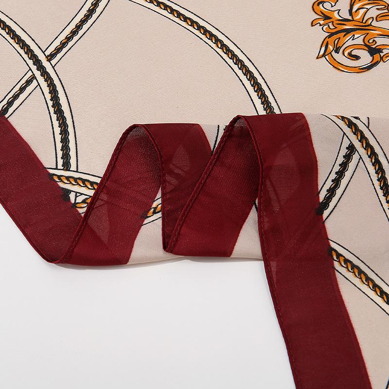 Fashion Belt Chain Printed Silk Scarf Travel Holiday Sun Protection Scarf Air-conditioning Room Decoration Shawl Gift