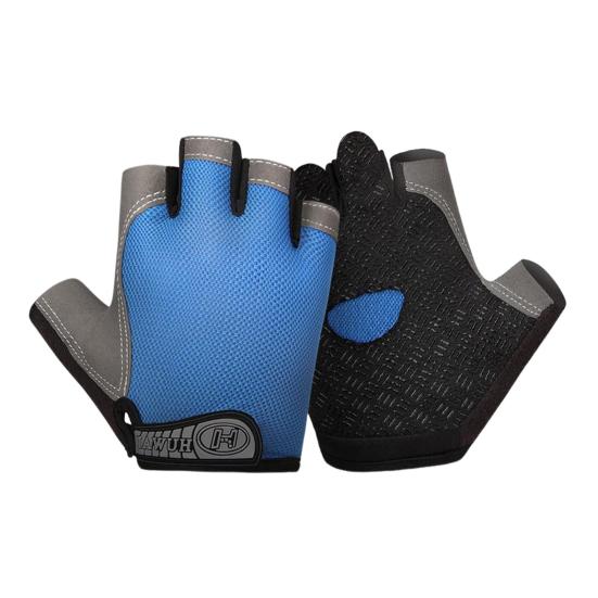 1 Pair Sports Cycling Bike Gloves Padded Half Finger Bicycle Gloves with Fastener Tape Shock-Absorbing Anti-Slip Breathable Gloves