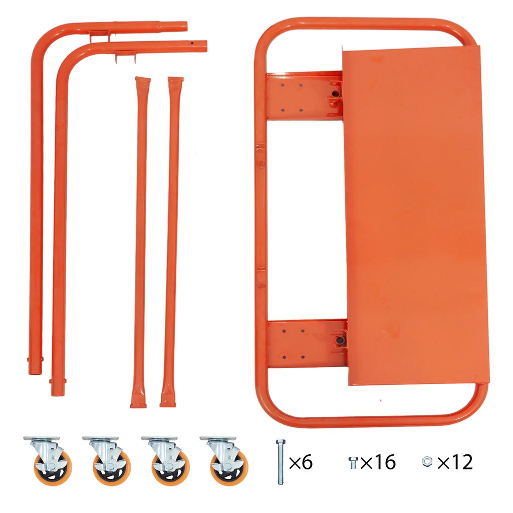 Panel Trolley for Plasterboard with 1000 kg Load Capacity, Drywall Transport Cart with Wheels, Robust Panel Transporter & Trolley for Panels, orange