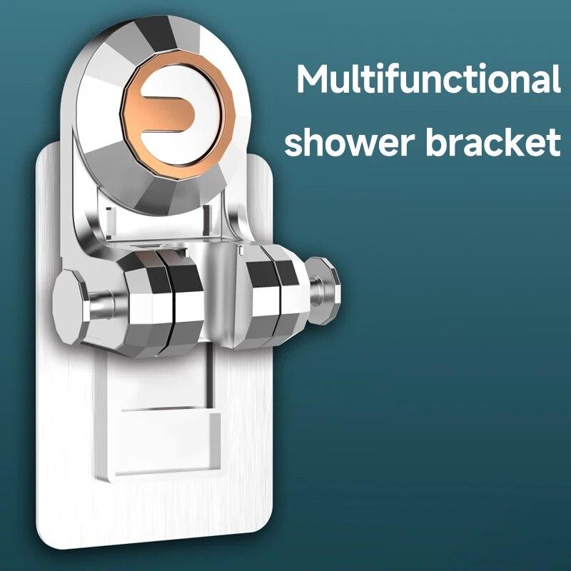 Showerhead Holder Suction Cup Holder Adjustable Detachable Hanging Rack Plating Shower Head Holder Bathroom Wall Mount Bracket