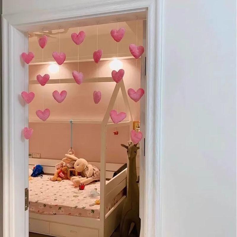 Romantic Heart Shaped Door Hanging Curtain Korean Style String Pendant Partition Door Curtain Bedroom Decoration Accessories