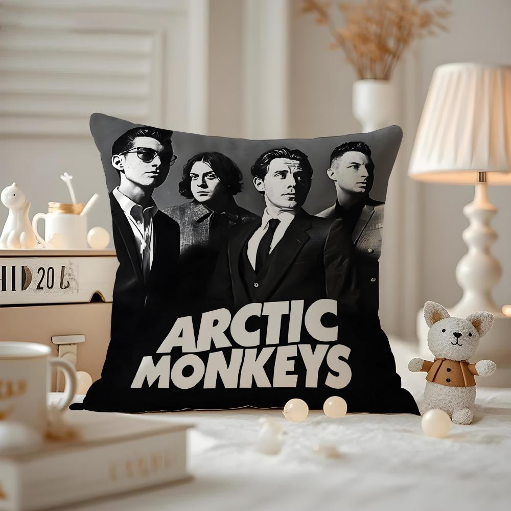 

R-Rock Bands A-Arctic Monkeys Cushion Cover Car Cushion Cover Anti-dustmite Pillowcase Invisible Zipper Silky Short Plush Sofa C 12x12Inch