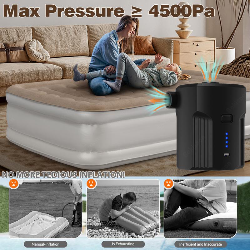 Portable Electric Air Pump for Inflatables with 5 Nozzles for Outdoor Camping,Air Mattress Beds,Boats,Cushion,Couch,Pool Floats