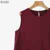 ZANZEA Rochie Casual de Vară Femei cu Gât Rotund, Largă, Fără Mâneci