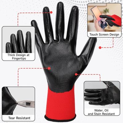 20PCS PU Coated Safety Work Gloves with Grip Breathable Seamless Knit Work Gloves for Men Women Handling Construction Assembly