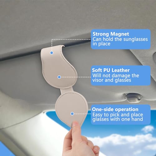 GeeRic 2-Piece Car Glasses Clip, Car Storage, Sunglasses Clip, Glasses Holder, for Car Sun Visor, Car Glasses Holder, Easy Installation, Anti-Los