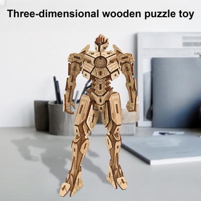 3D Robot Puzzle Model DIY Wooden Puzzle Assembly Toy Mechanical Robot Airplane Dog Building STEM