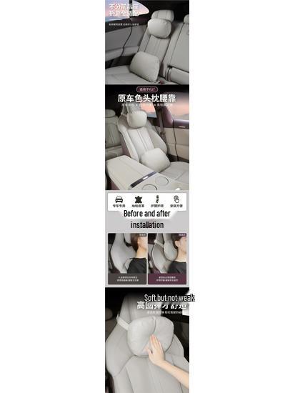 YU7 Headrest and Lumbar Support: Leather Memory Foam Neck Pillow and Lumbar Pad