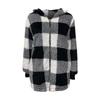 Women's Casual Plush Long Sleeve Plaid Hooded Zipper With Pocket Loose Coat