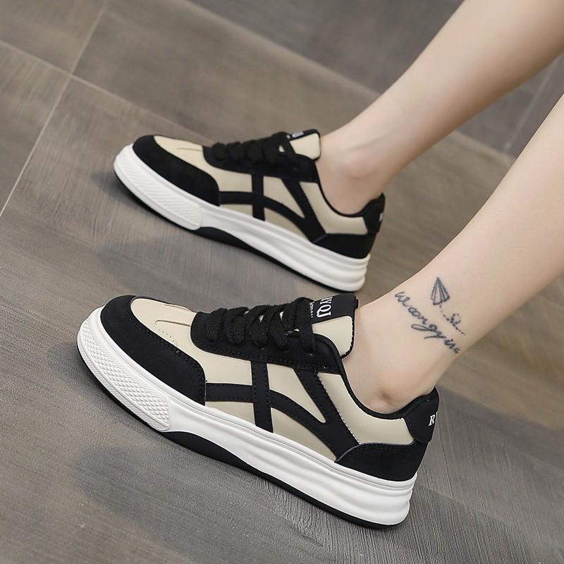 Women's Shoes Casual Shoes Women's Lace-up Sports PU Stitched Thick-Soled Vulcanized Shoes Non-Slip Comfortable and Breathable