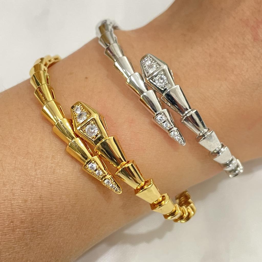 Head and Tail Snake Bone Snake Shape Bracelet Open Spring High Fashion Bracelet for Men