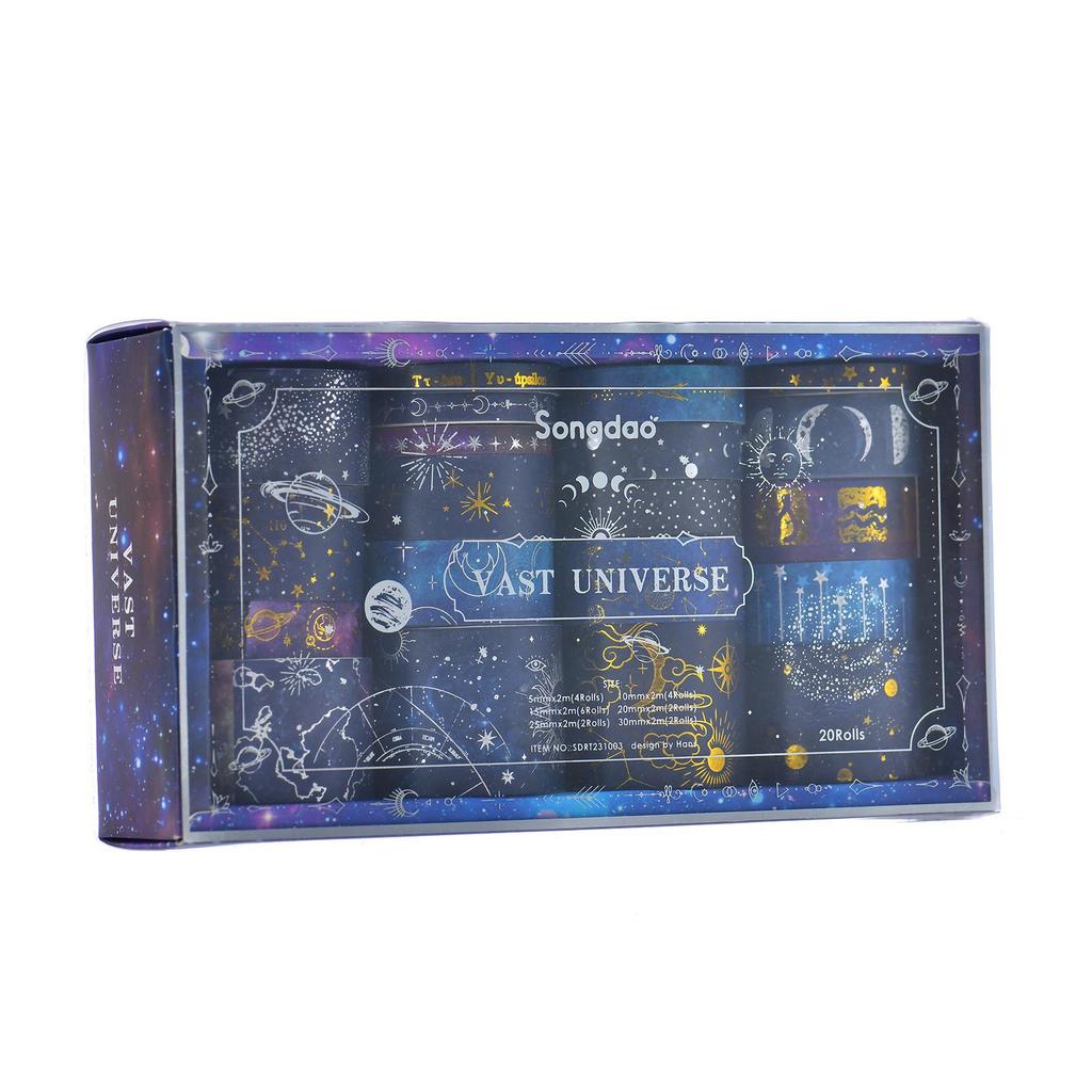 20 Rolls Starry Sky Washi Tape Set for DIY Photo Albums, Notebooks, and Journals