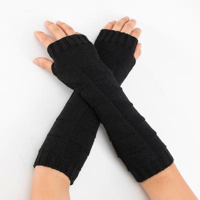 Women Winter Wrist Arm Warmer Solid Knitted Long Fingerless Gloves Mitten