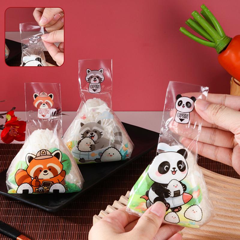 50Pcs Lovely Cartoon Japenese Triangle Rice Ball Packaging Bag Nori Onigiri Sushi Bag Sushi Making Mold Bento Accessories