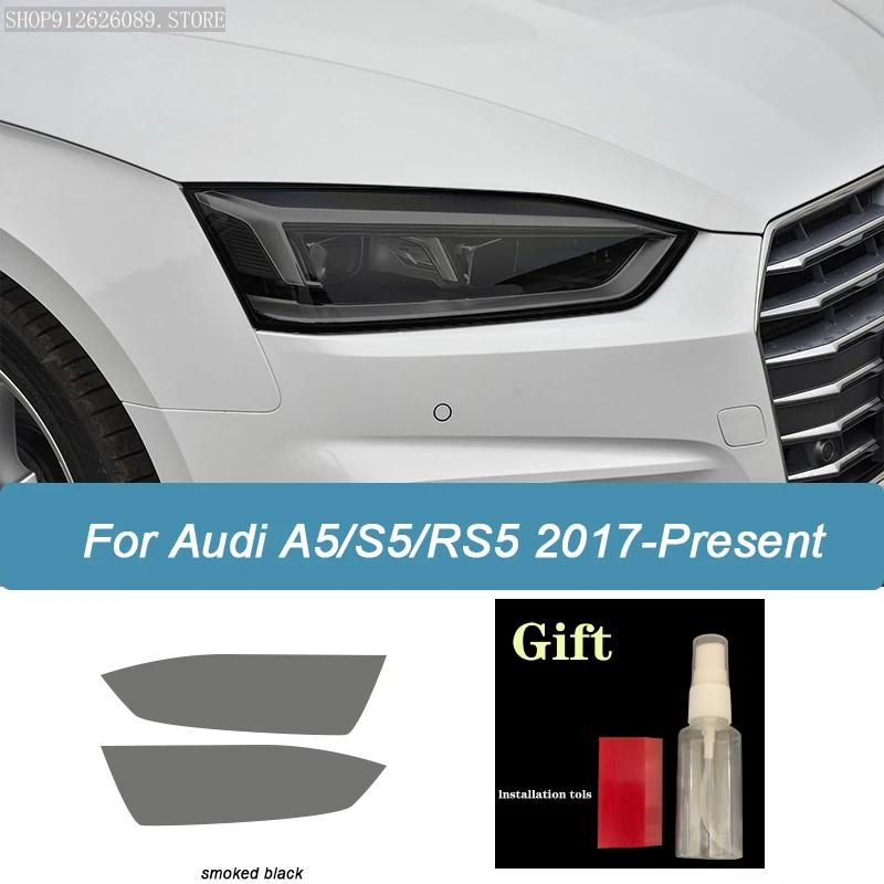 2 Pcs Car Headlight Protective Film Smoked Black Tint Wrap Vinyl Transparent TPU Sticker For A A5 S5 RS5 8T 8F 8W6 2011-On