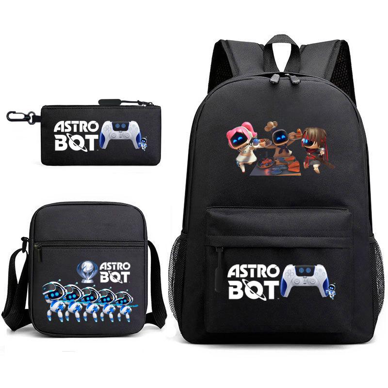 Neuer Astro-Bot, kosmischer Roboter, dreiteiliges Set, Schultasche, Umhängetasche, Federmäppchen, Rucksack.