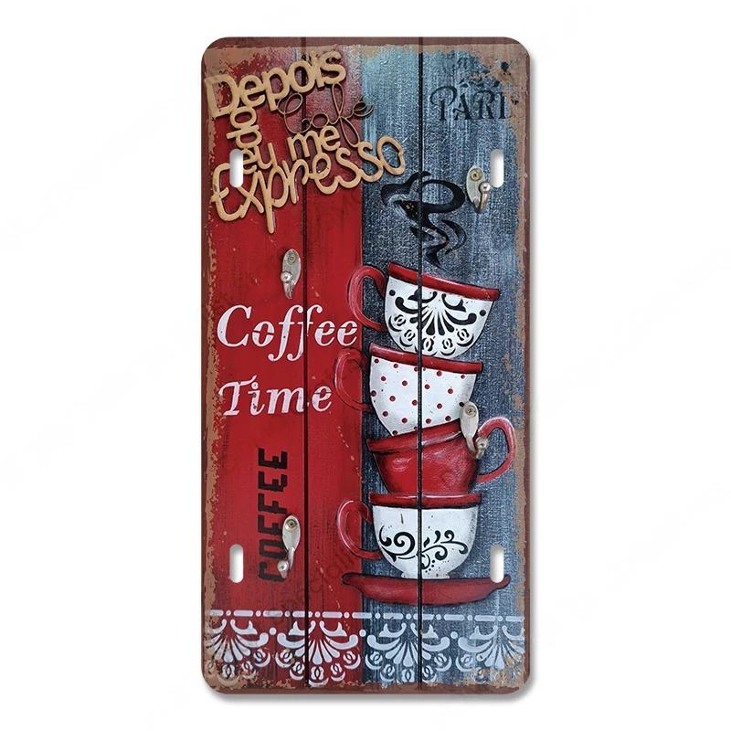 Coffee Licenses Vintage Metal Tin Signs Retro Plate Coffee Time Posters Plaques for Cafe Kitchen Living Room Home Wall Art Decor