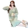 Jacquard Sweet Princess Long Sleeve Mid-Length Lazy Sleepdress, Plus Size, Spring & Autumn