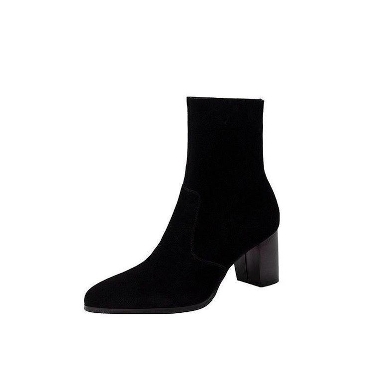 Pointed Temperament Fashionable Martin Boots Women's Autumn and Winter New Velvet Thickened Warm High-heeled Versatile Cotton Shoes