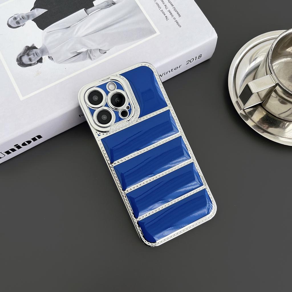 Electroplated Down Case Is Suitable for IPhone16 Anti-drop Phone Case and Apple 15promax Color-matching 14 Protective Case