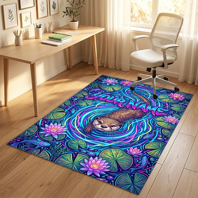 Office Team Theme Soft Crystal Velvet Rug Custom Name & Text Print Non Slip Floor Rug for Bedroom Living Room