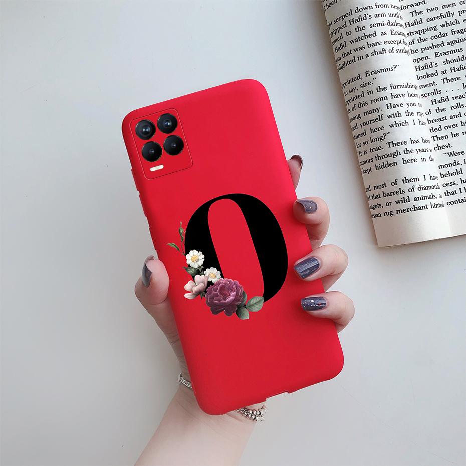 For Realme 8 Pro Case Silicon Soft Letter Monogram Flowers Phone back cover For Oppo Realme8 4G RMX3085 Realme 8 Pro Bumper Case