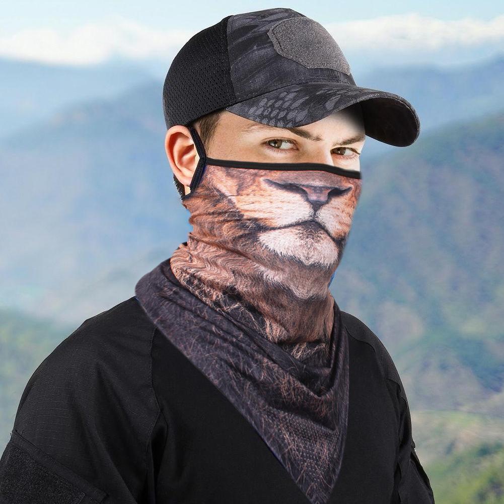 3D Printed Animal Unisex Face Bandana Masks Ear Loops Suncreen Headwear Cat /Dog Balaclava Neck Gaiter For Cycling Sports Hiking