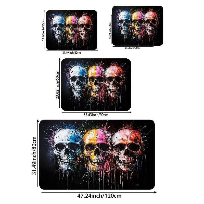 Artistic Skull Design Doormat, Polyester Non-Slip Machine Washable Rug for Entryway Living Room Bedroom Kitchen Decor