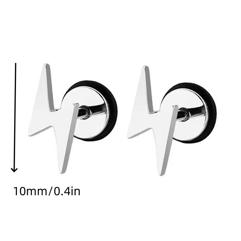 

1Pair Star Lightning Titanium Steel Unisex Women Men Black Clear Crystal Zircon Ear Studs Earrings Shiny Piercing Jewelry Gift