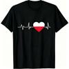 Fun I Love Poland Pattern Print Men's T-shirt Summer Men's and Women's Casual Fashion Tops Men's Short Sleeve T-shirt Oversize Clothing