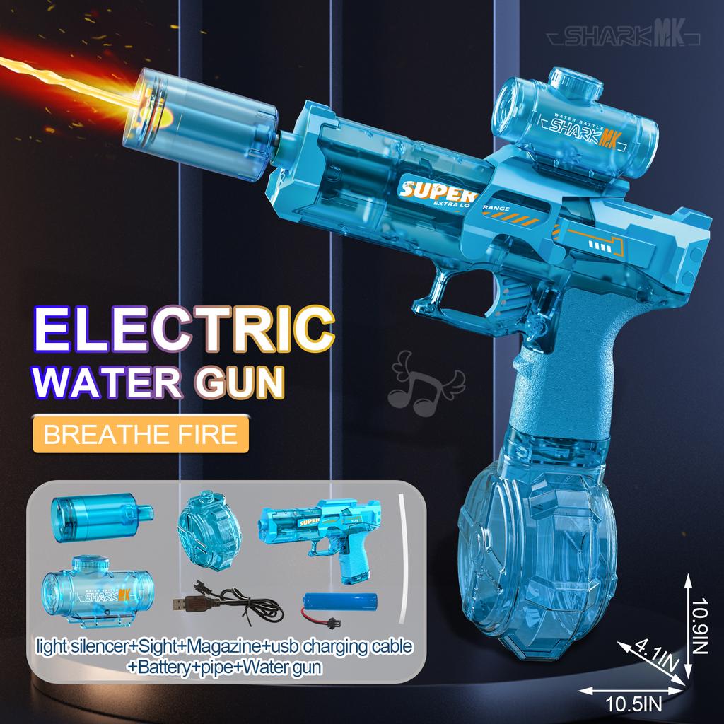 Simulated Firing and Recoil Electric Water Gun Toys Children Automatic Sensor Lights Water Pistol Summer Outdoor Beach Kids Toy