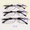 3-piece set of men's and women's presbyopia glasses - stylish frameless rectangular frame prescription+1.0 to+4.0
