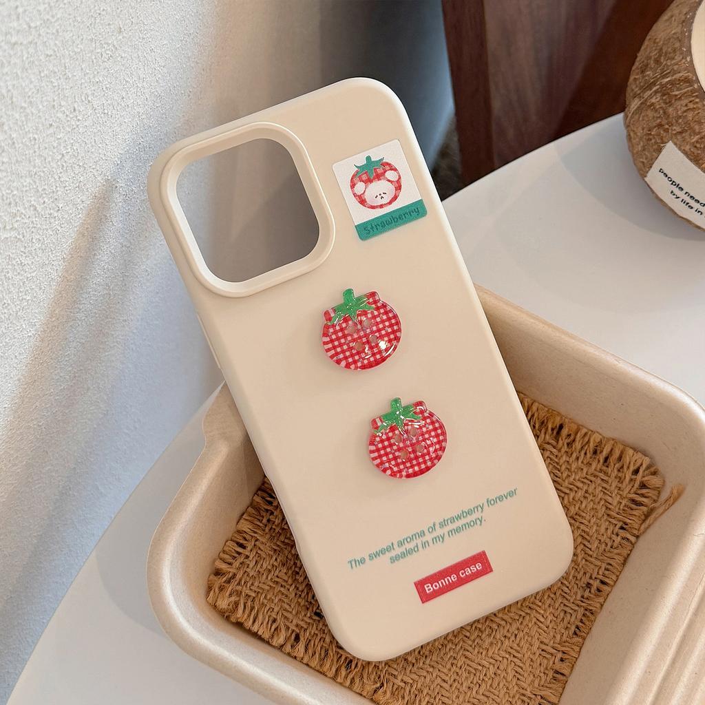 Three Dimensional Tomato Button Iphone16 Suitable for 15pro Max IPhone Case 14 Silicone 13 Soft Sleeve 17