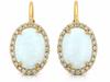 English 585 Gold Earrings with White Opal and Cubic Zirconias As a Gift 14kt