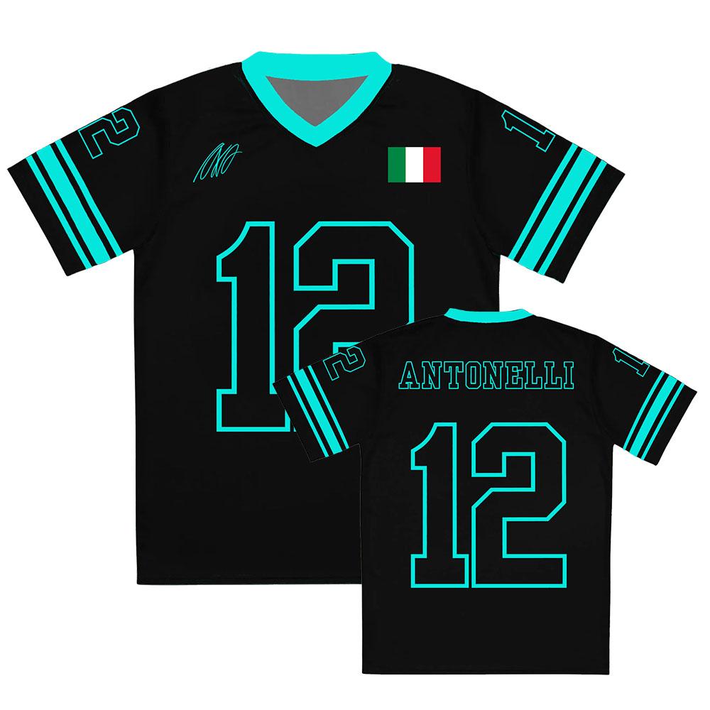 

Гонщик Кими №12 Антонелли Футболка Унисекс Streetwear Свободная V-образный вырез Короткий рукав Мужская Футболка Модный Дизайн 3D Печать Футболки XXS